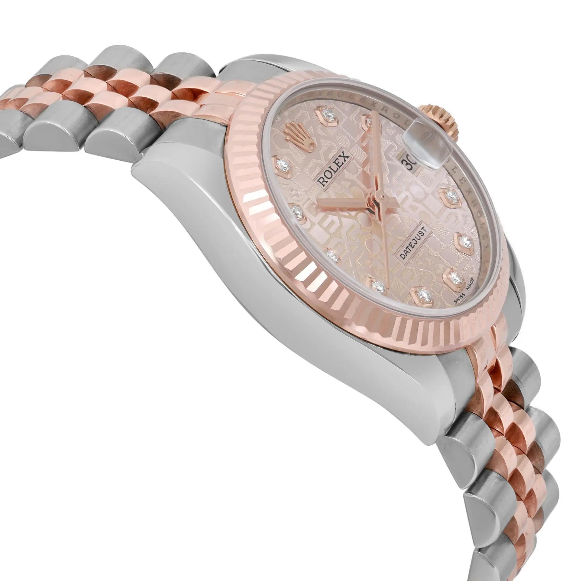 Donna Rolex Datejust 31MM 18K Rose Gold Steel Jubilee Diamond Dial Orologio da donna 178271 in vendita