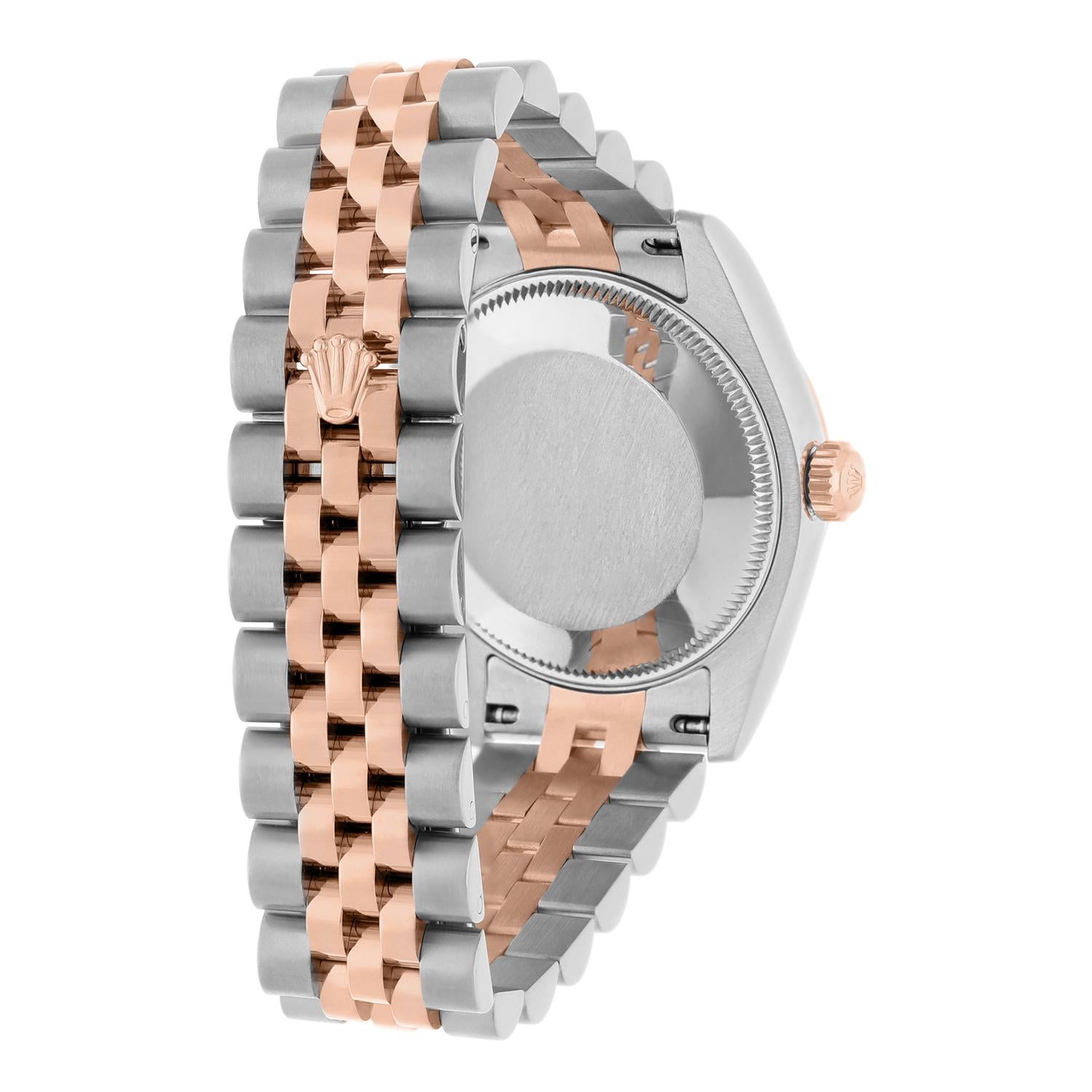 Rolex Datejust 31mm 18k Rose Gold/Steel Watch White Roman Dial Diamonds 178271 For Sale 2