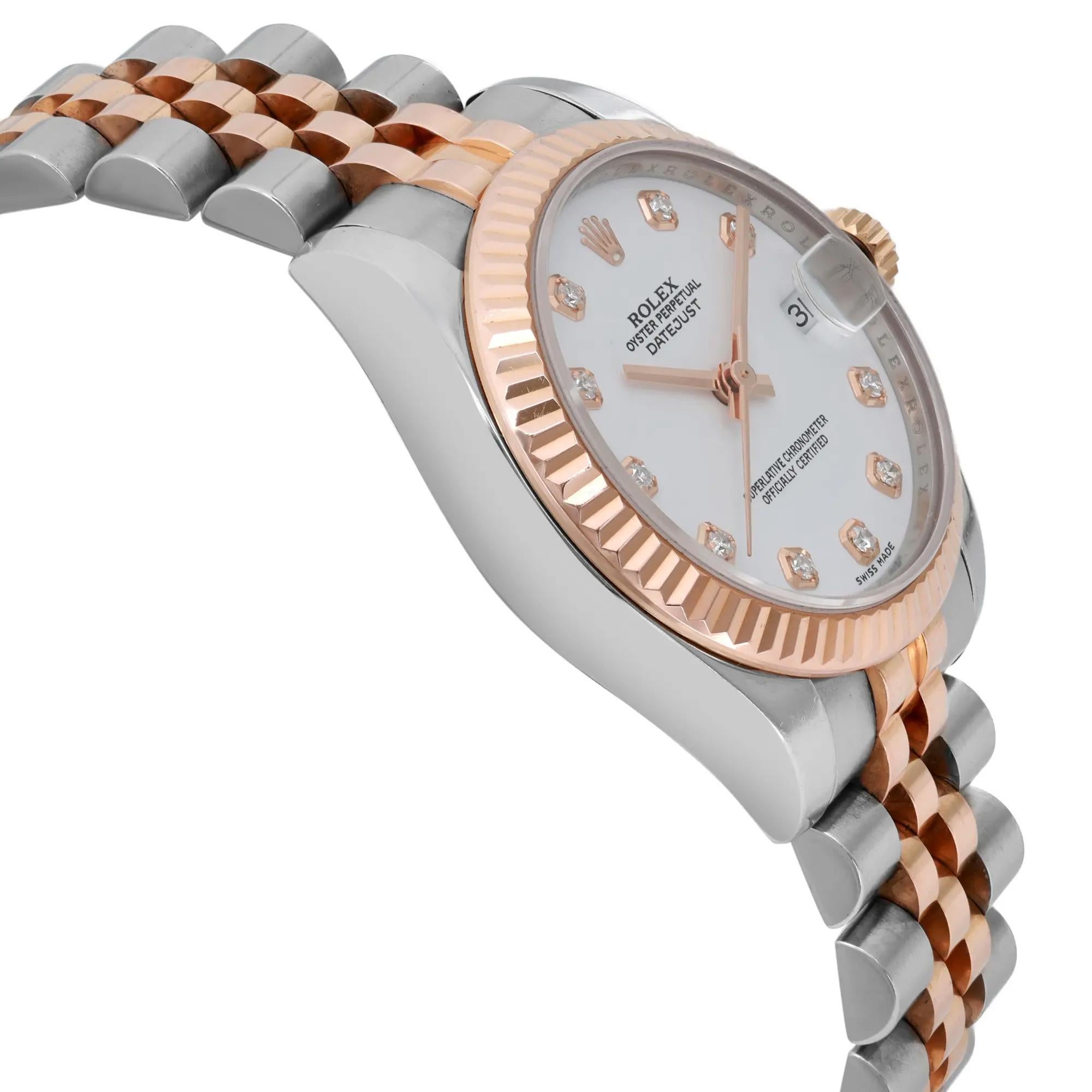 Donna Rolex Datejust 31MM 18K Rose Gold Steel White Diamond Dial Orologio da donna 178271 in vendita