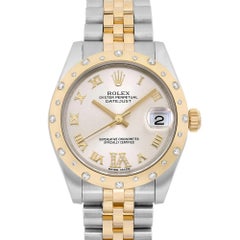 Rolex Datejust 31MM 18K Yellow Gold Steel Diamond Silver Dial Watch 178343