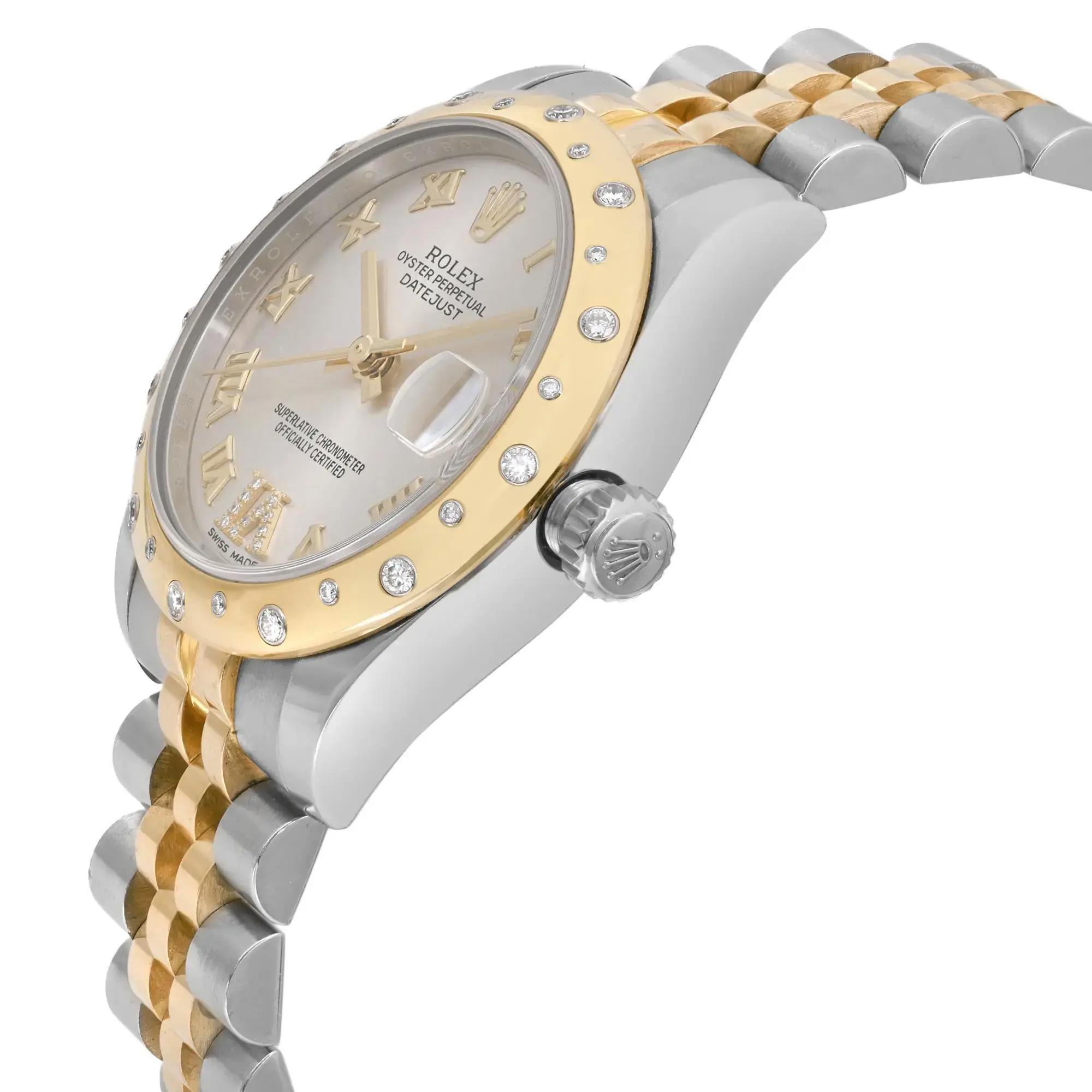 Reloj Rolex Datejust 31MM Oro Amarillo 18K Acero Diamante Esfera Plateada 178343 en Excelente estado para la venta en New York, NY