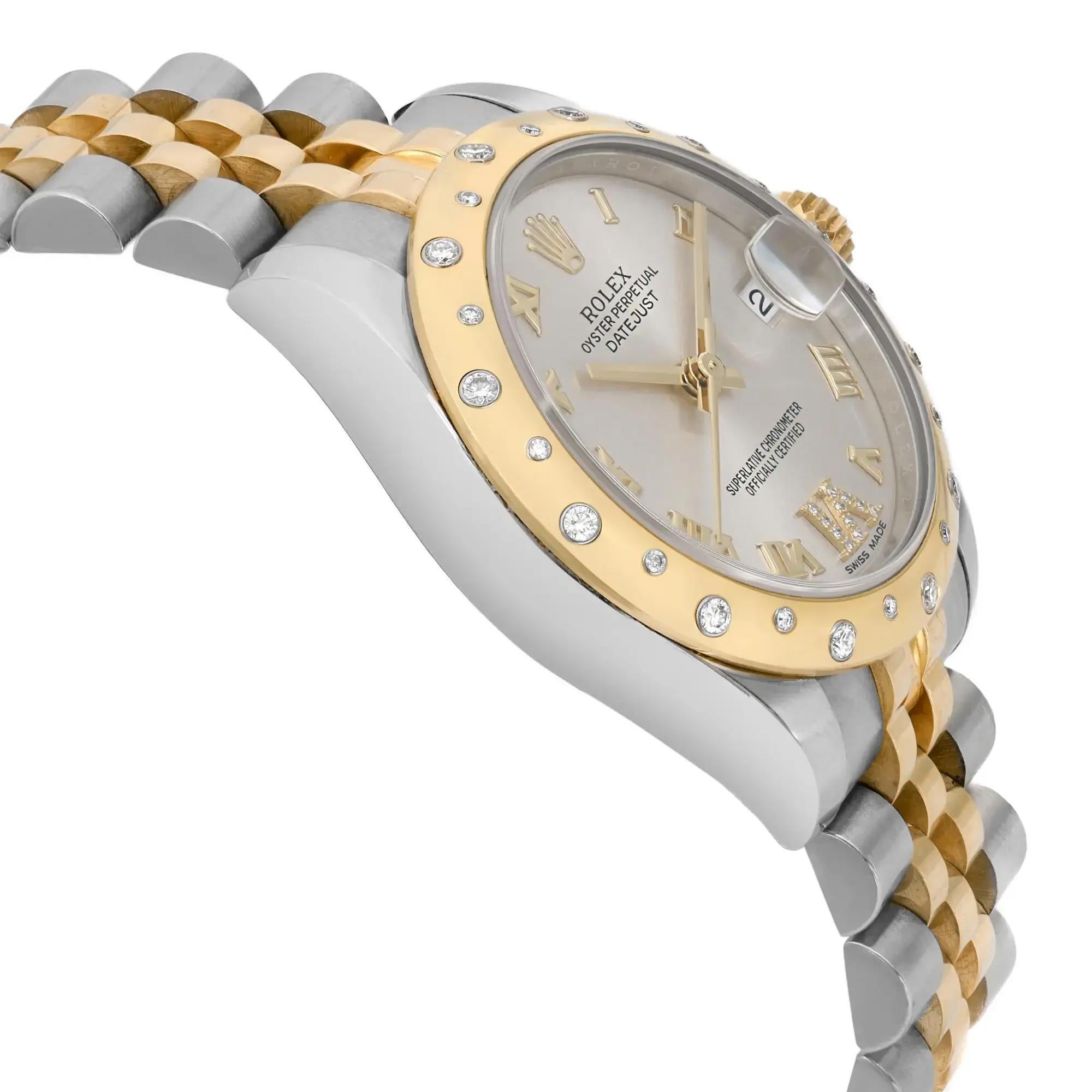 De las mujeres Reloj Rolex Datejust 31MM Oro Amarillo 18K Acero Diamante Esfera Plateada 178343 en venta