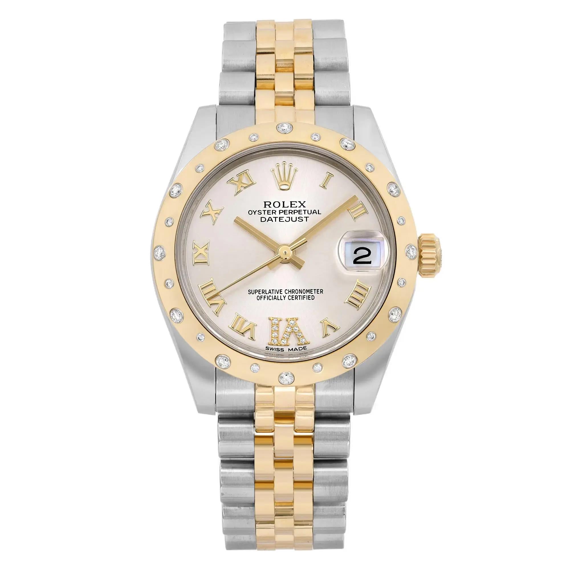 Reloj Rolex Datejust 31MM Oro Amarillo 18K Acero Diamante Esfera Plateada 178343