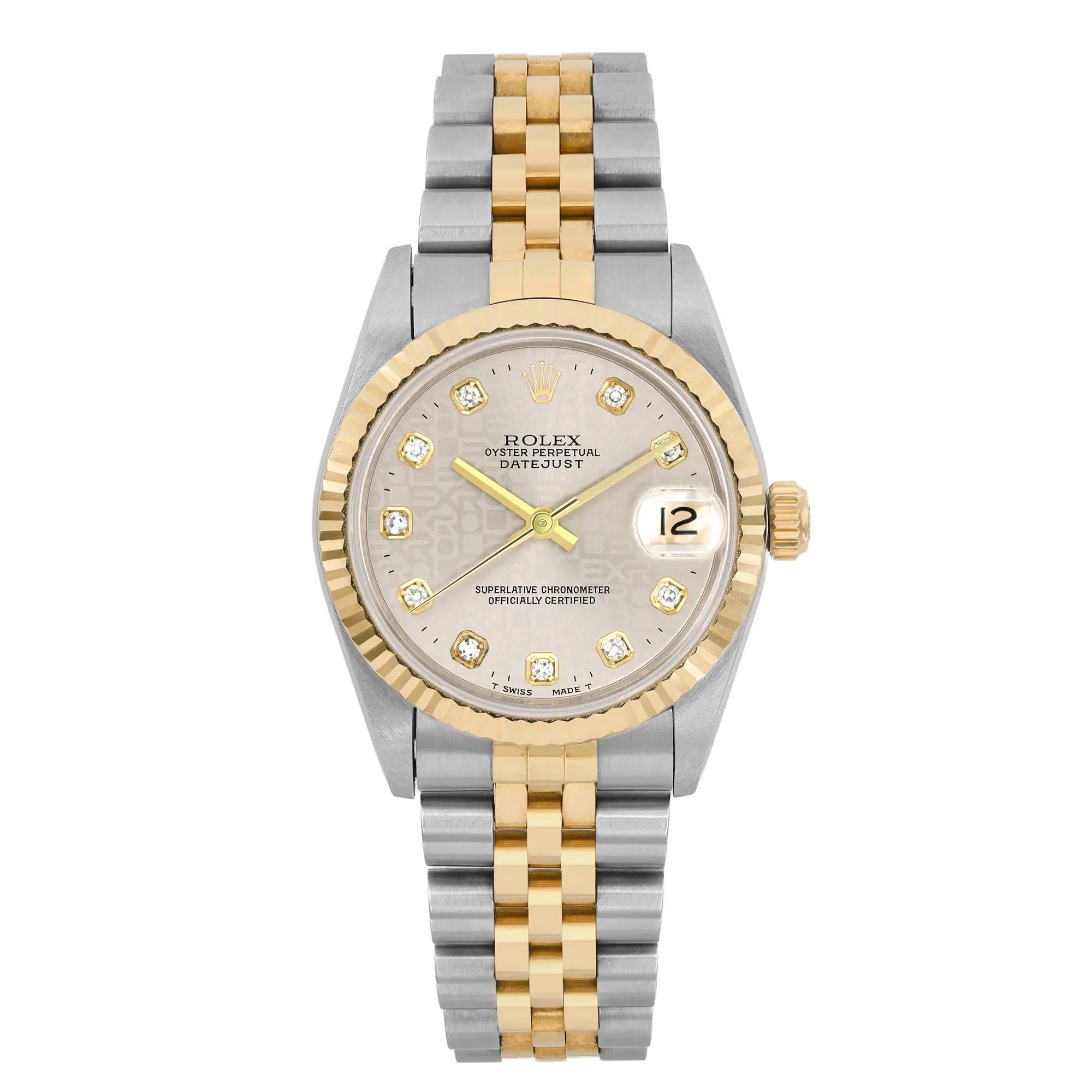 Rolex Datejust 31mm 18K Gelbgold Stahlgraue Jubiläums-Diamant-Zifferblattuhr 68273