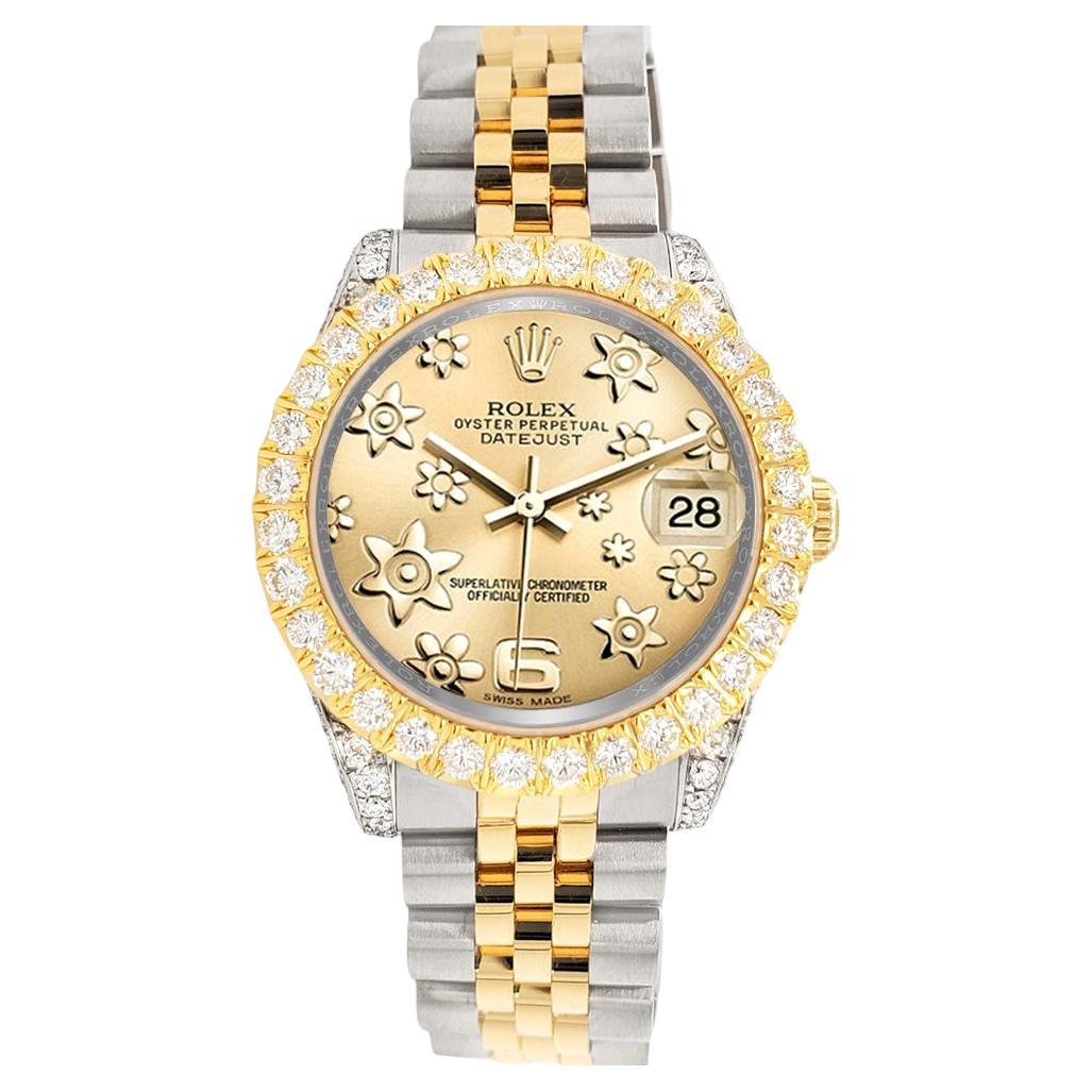 Rolex Datejust 31mm 2-Tone 178273 Champagne 4.4ct Diamond Bezel/Case Watch For Sale