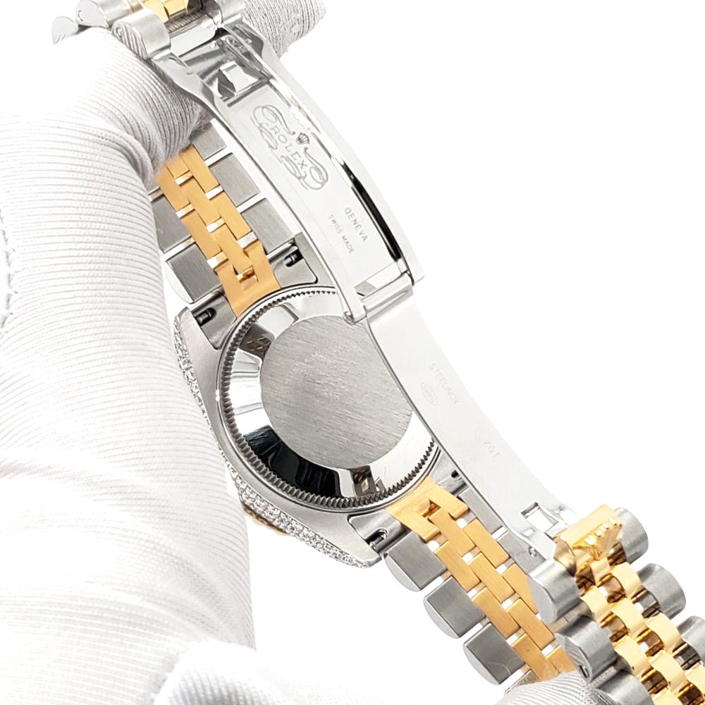 Rolex Datejust 31mm 2-Tone 178273 White Index 4.4ct Diamond Bezel/Case Watch Pour femmes en vente