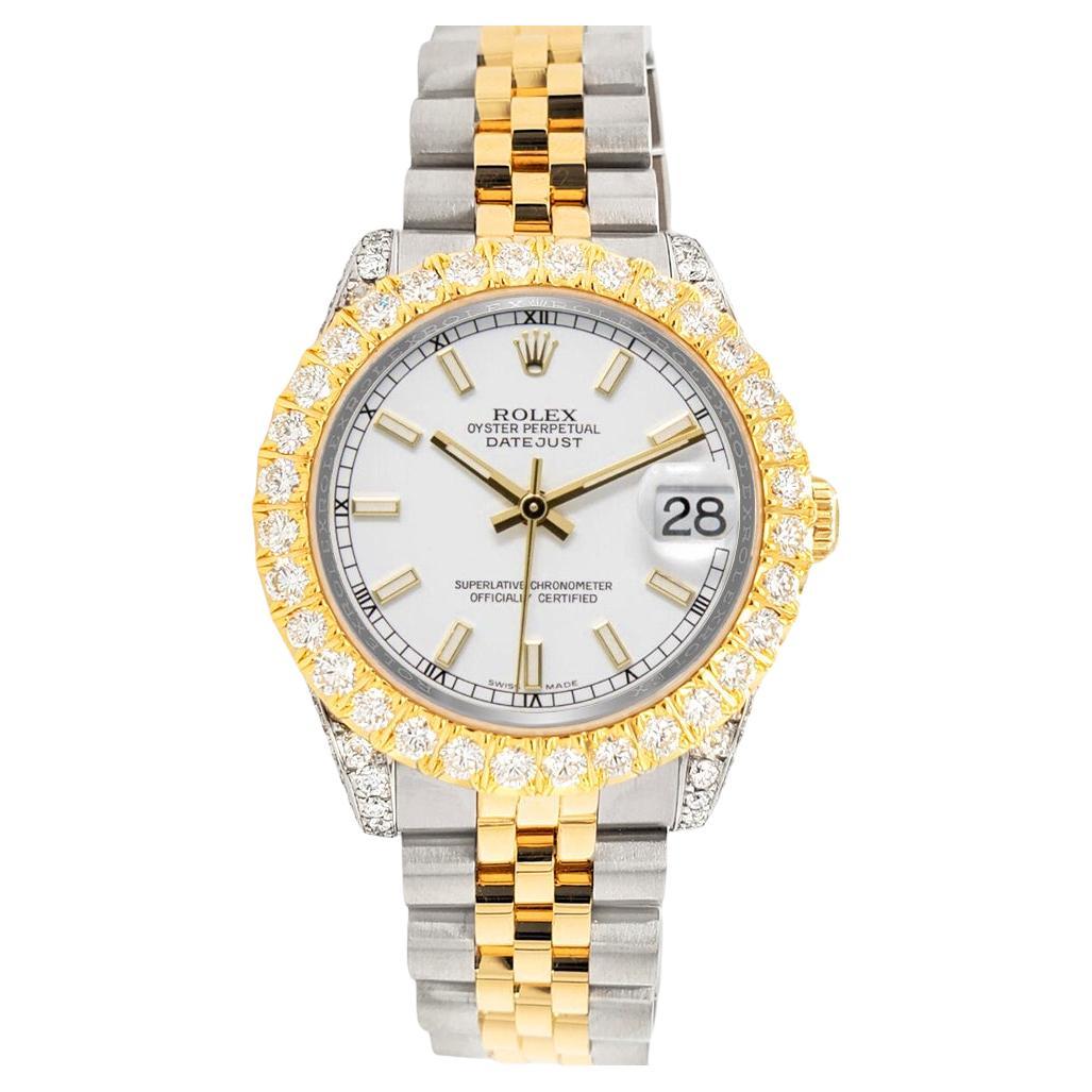 Rolex Datejust 31mm 2-farbige 178273 Weiße Uhr mit 4.4 Karat Diamant-Lünette/Armbanduhr