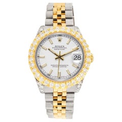 Rolex Datejust 31mm 2-farbige 178273 Weiße Uhr mit 4.4 Karat Diamant-Lünette/Armbanduhr