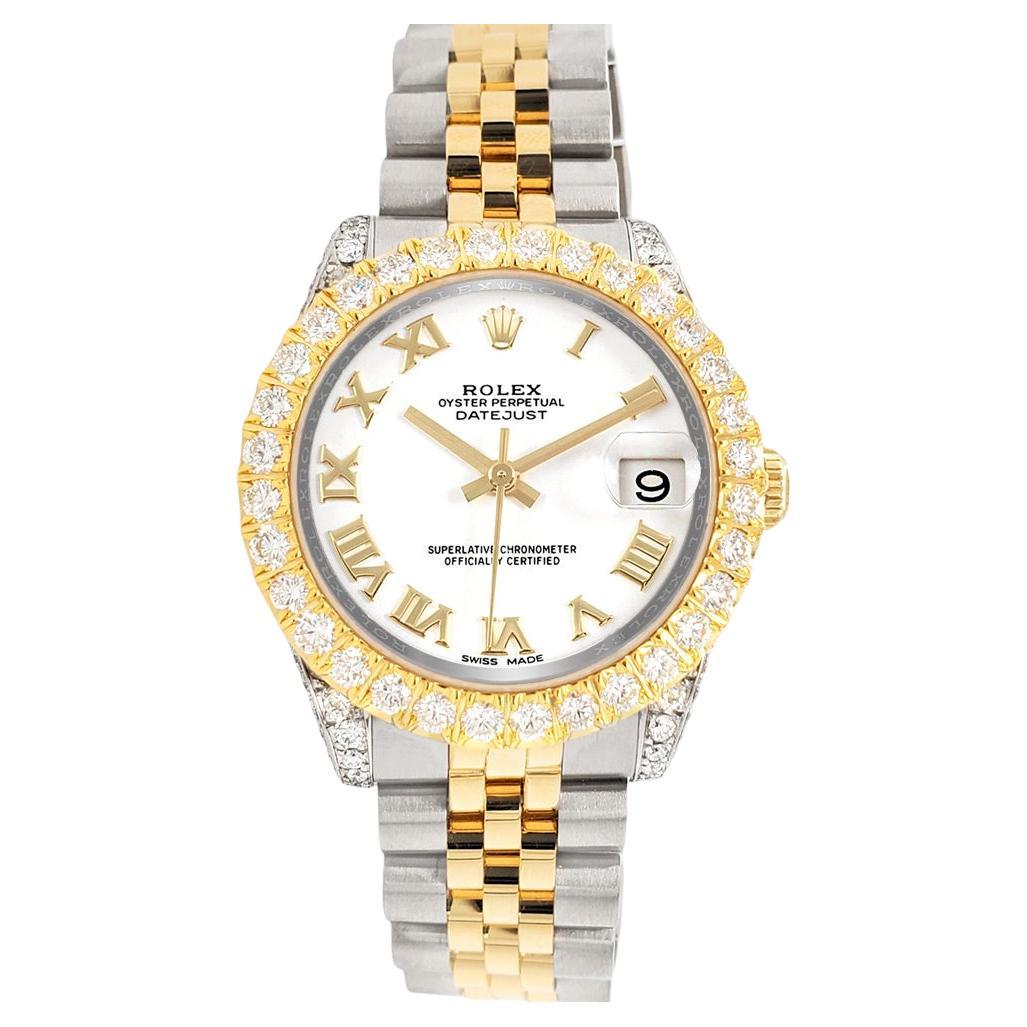 Rolex Datejust 31mm 2-Tone 178273 White Roman 4.4ct Diamond Bezel/Case Watch
