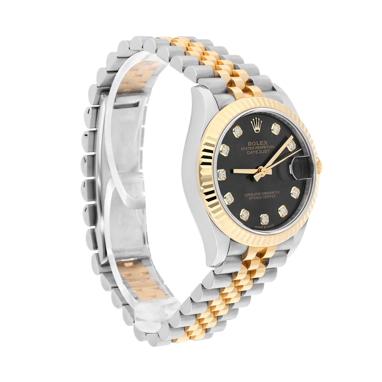 Modern Rolex Datejust 31mm 278273 Two Tone Ladies Watch Grey Diamond Dial Complete For Sale