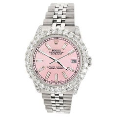 Rolex Datejust 31mm 2,95ct lunetta/lega di diamanti/quadrante rosa con baguette