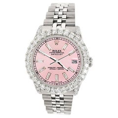 Rolex Montre Datejust 31mm avec lunette en diamant 2,95 carats et cadran baguette rose