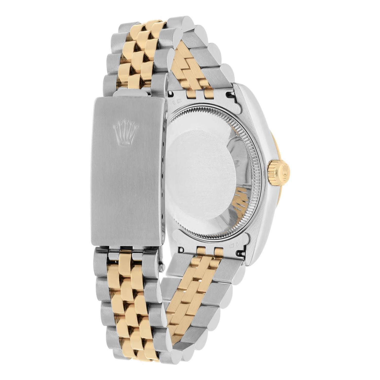 Rolex Datejust 31mm 68273 Champagne Houndstooth Diamond Dial Two Tone Watch 1993 For Sale 2