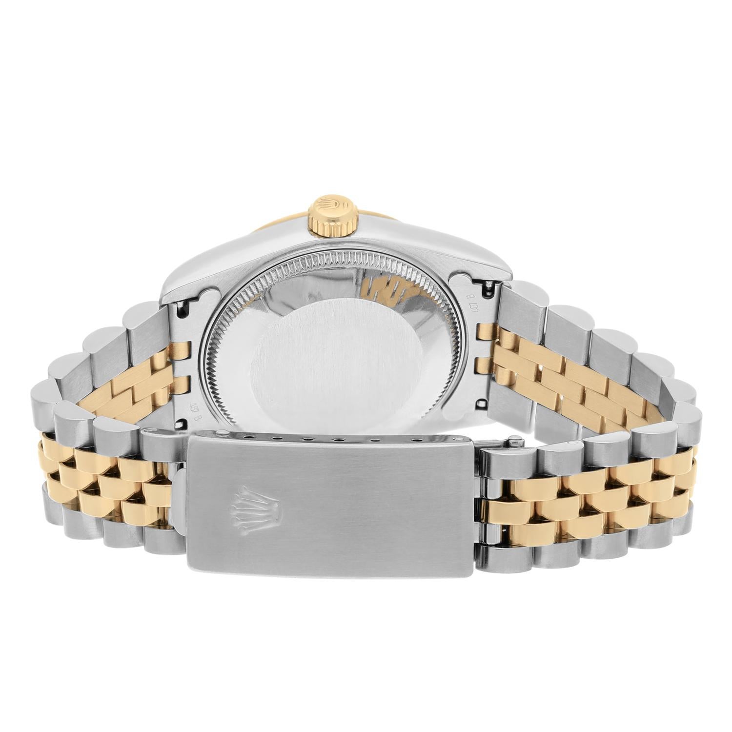 Rolex Datejust 31mm 68273 Champagne Houndstooth Diamond Dial Two Tone Watch 1993 For Sale 3