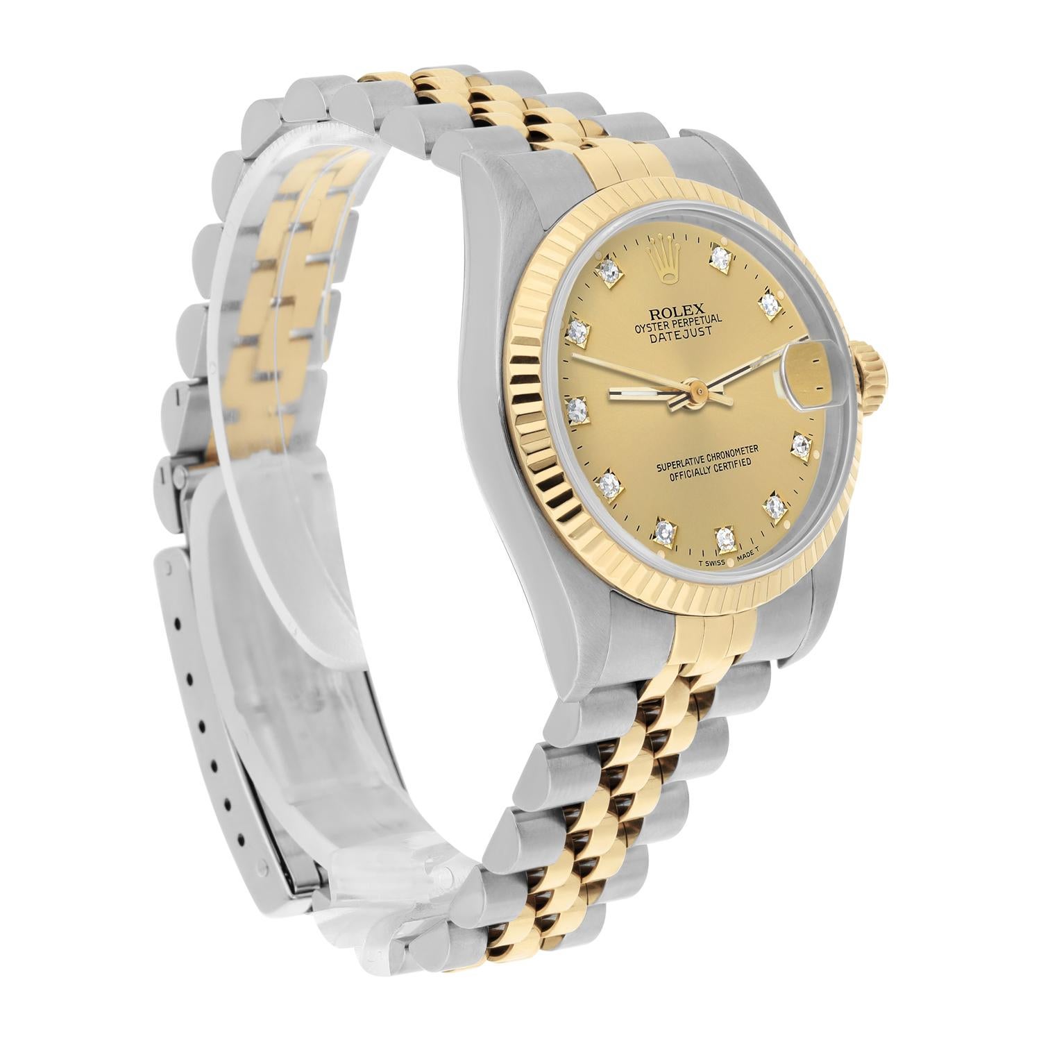 Rolex Datejust 31mm 68273 Champagne Stainless Steel/Yellow Gold Watch Circa 1995 For Sale 1
