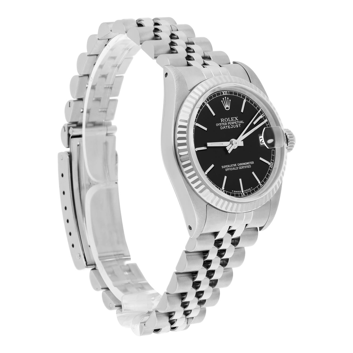 Rolex Datejust 31mm 68274 Black Index Dial Stainless Steel Watch W/G Bezel Circa For Sale 2