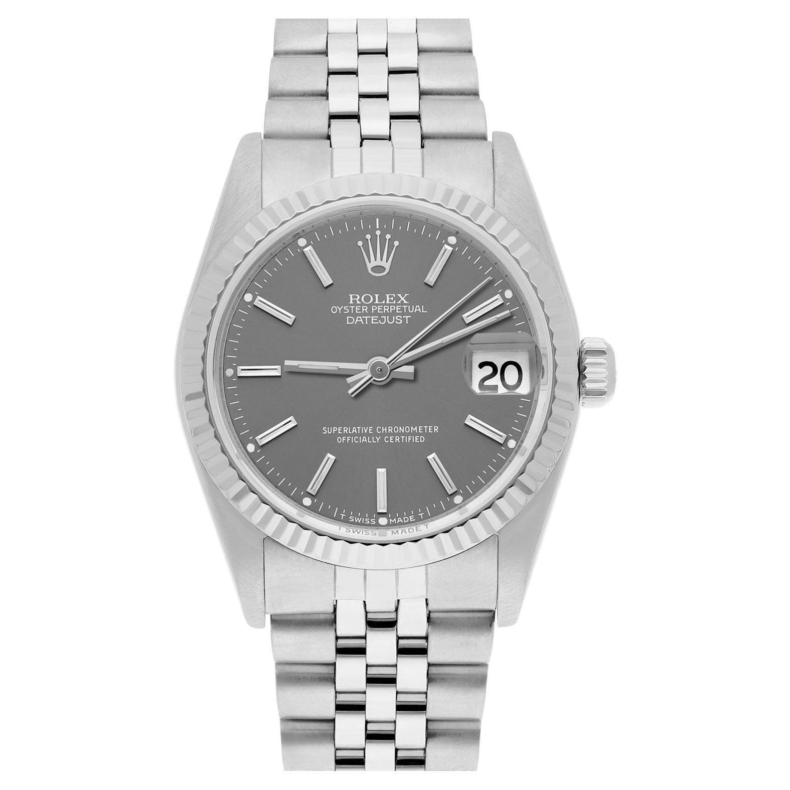 Rolex Datejust 31mm 68274  Grey Dial Stainless Steel Ladies Watch Circa 1984 For Sale