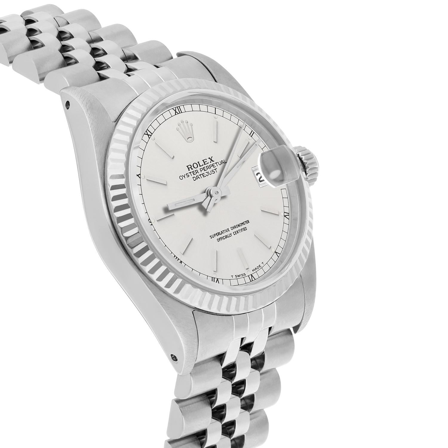 Rolex Datejust 31mm 68274 Silver Index Dial Steel Watch W/G Bezel Circa 1988 For Sale 1