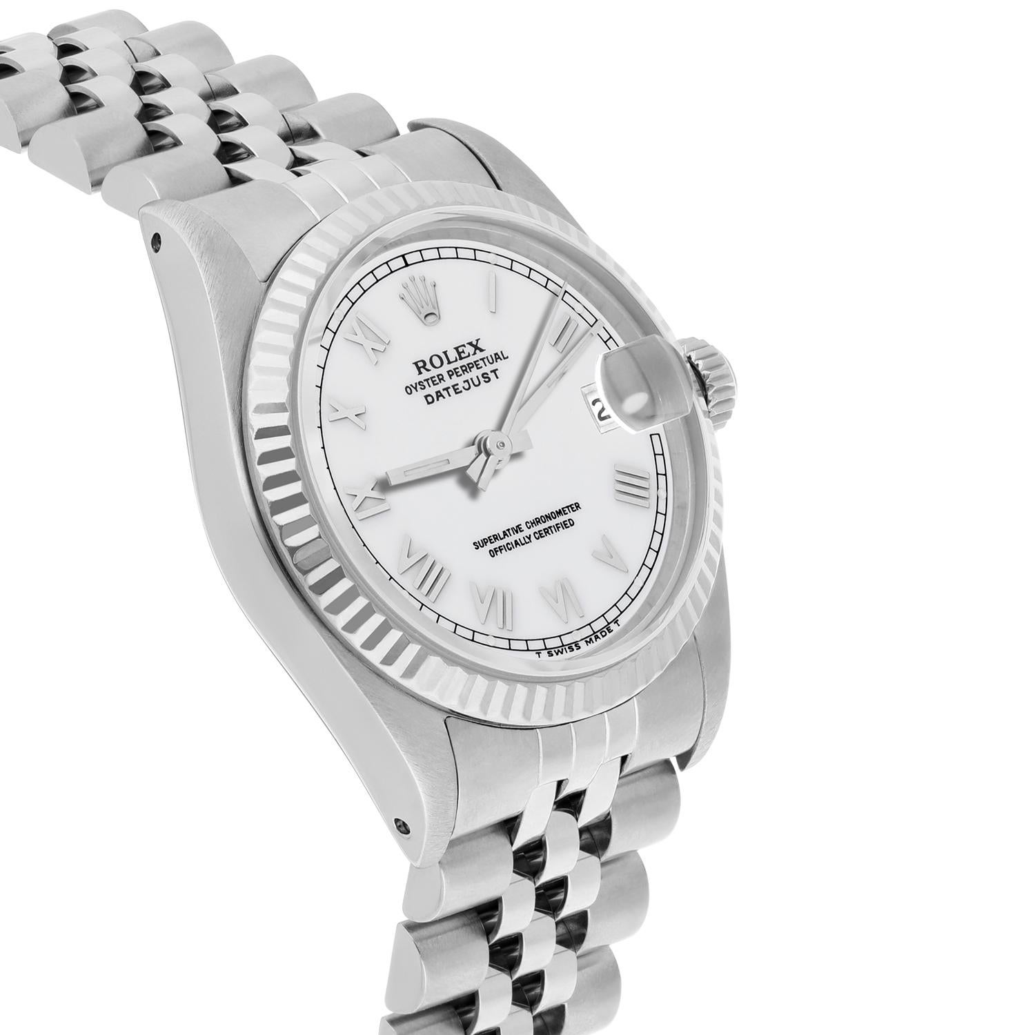 Rolex Datejust 31mm 68274 White Roman Dial Stainless Steel Watch W/G Bezel Circa For Sale 1