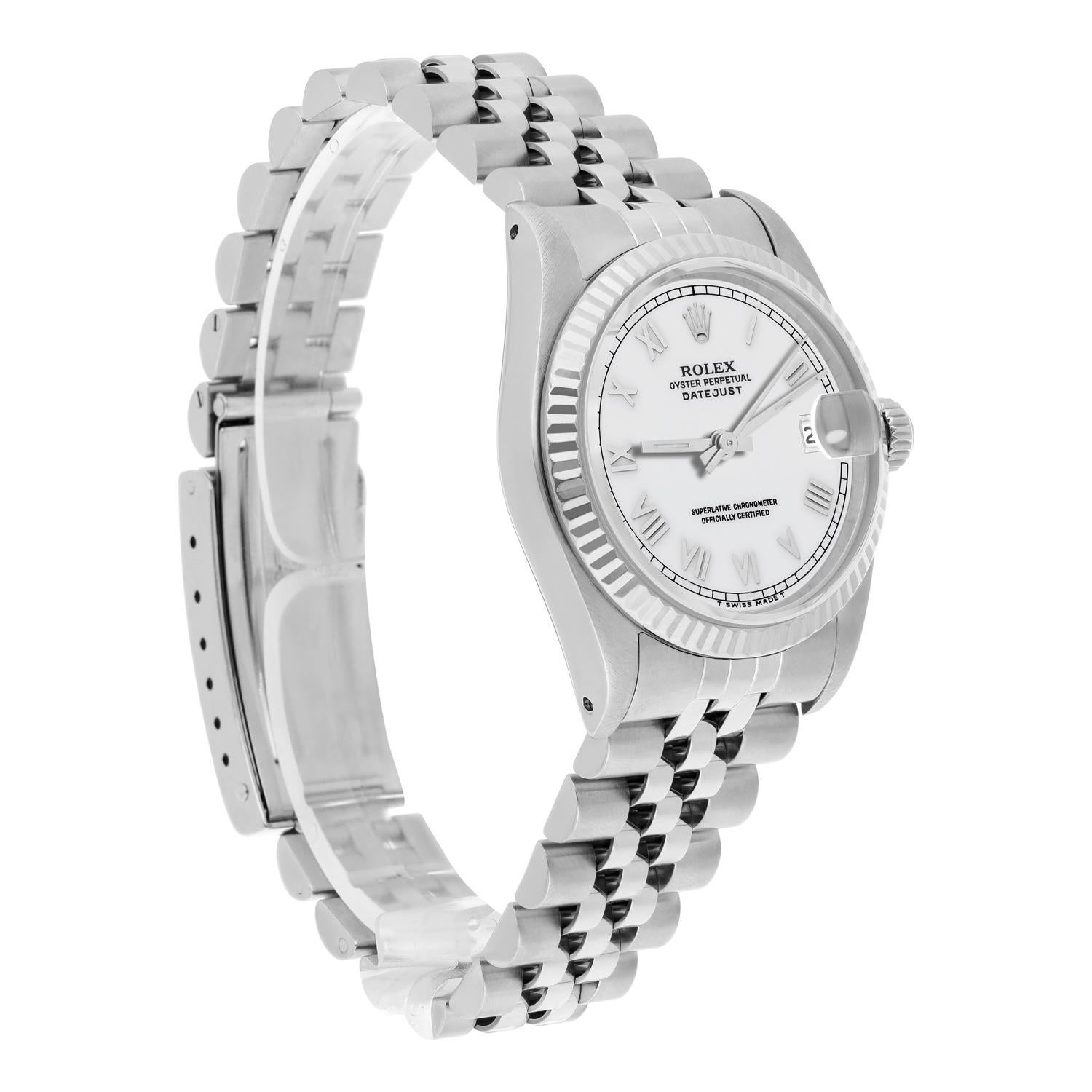 Rolex Datejust 31mm 68274 White Roman Dial Stainless Steel Watch W/G Bezel Circa For Sale 2