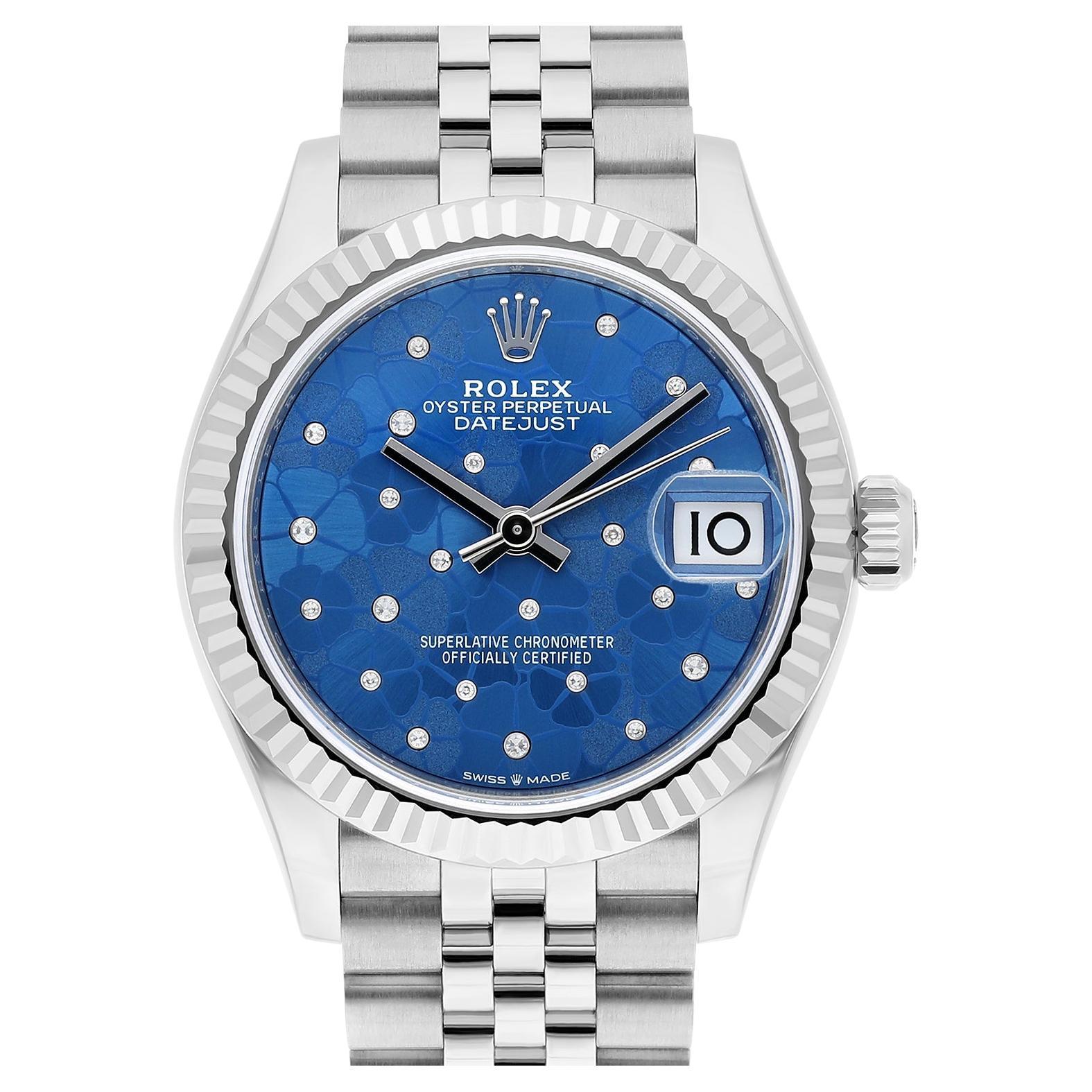 Rolex Datejust 31mm Azzurro-Blue Floral-Motif Diamond Dial Jubilee 278274 Unworn