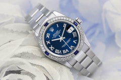 Rolex Datejust Blue Roman Dial Diamond & Sapphire Bezel New Style Watch