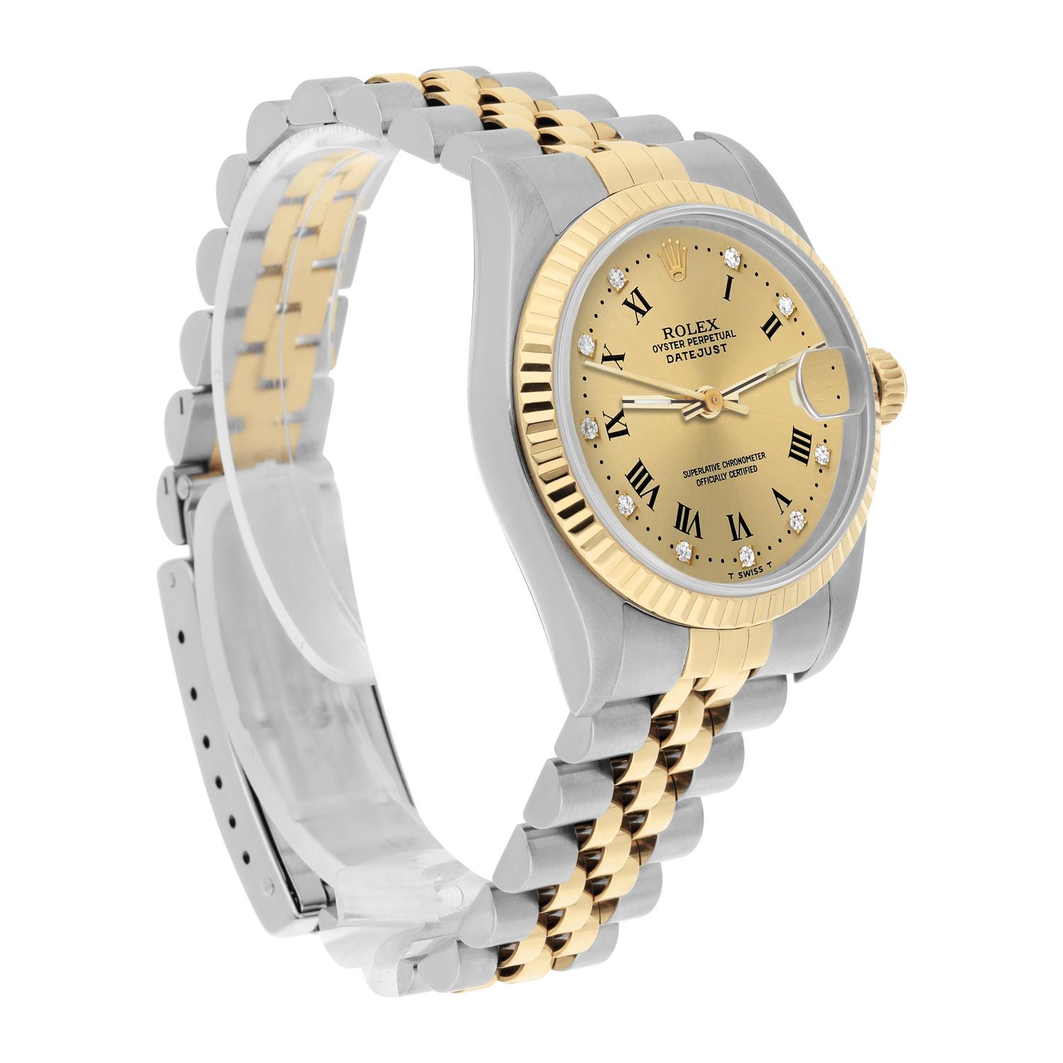 Rolex Datejust 31mm Champagne Dial Stainless Steel/Yellow Gold Watch Circa 1993 For Sale 1
