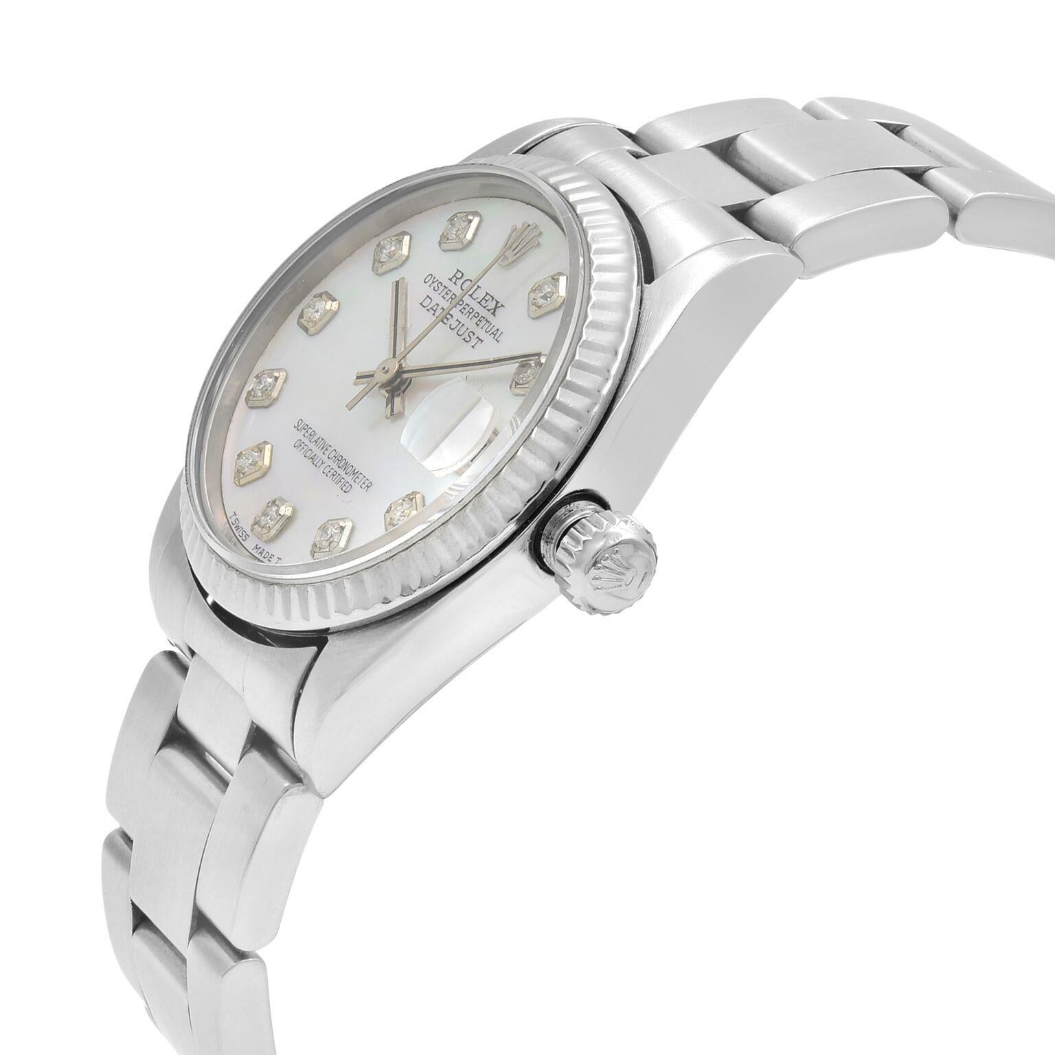 Women's Rolex Datejust Custom Diamond MOP Dial Steel Automatic Ladies Watch 68240