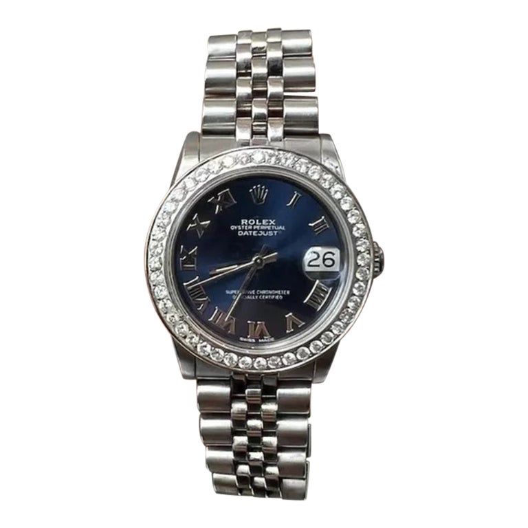 Rolex Datejust 31 mm lunetta di diamanti quadrante blu Bracciale