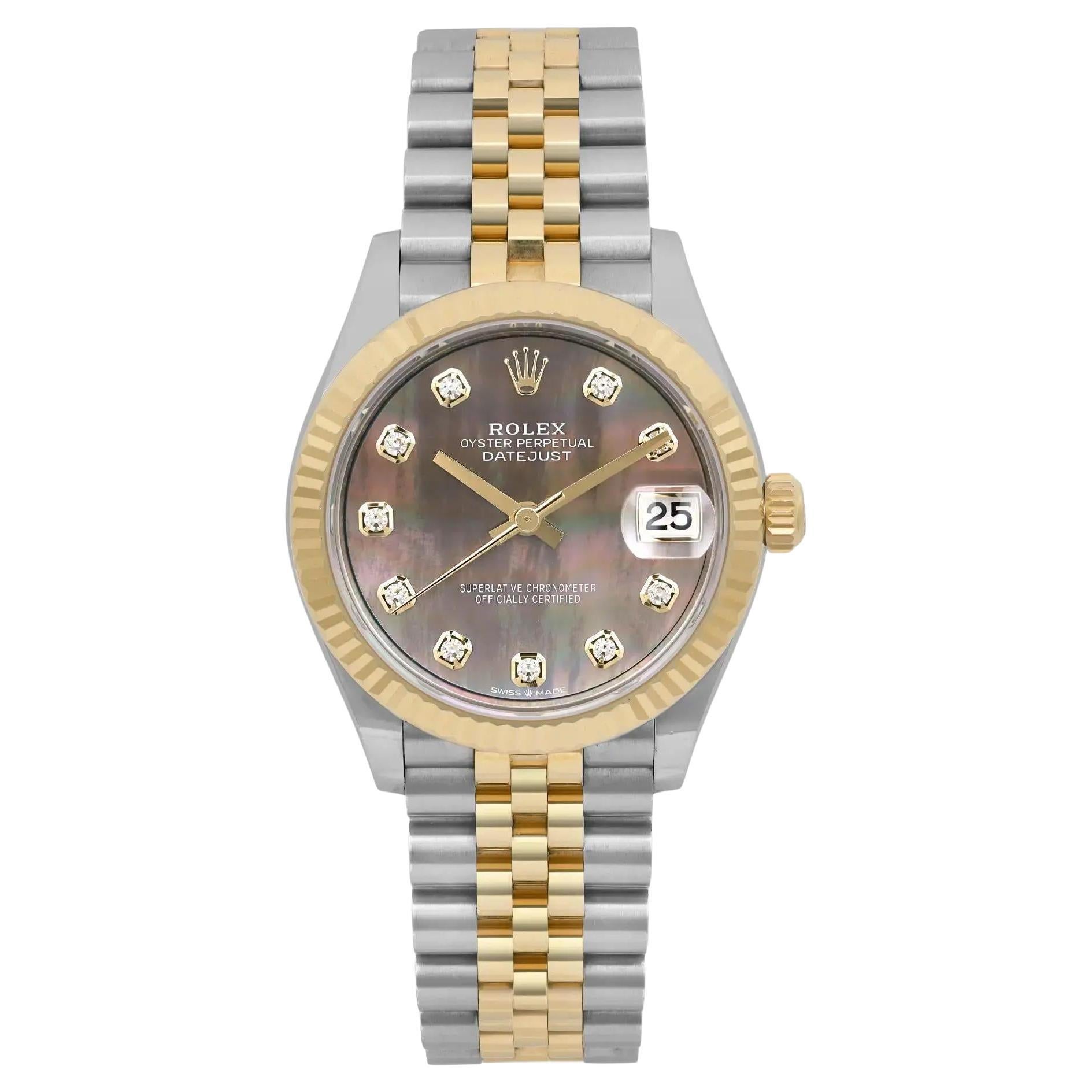 Rolex Datejust 31mm Diamant Grau MOP Zifferblatt Damen- Jubiläumsuhr 278273 im Angebot