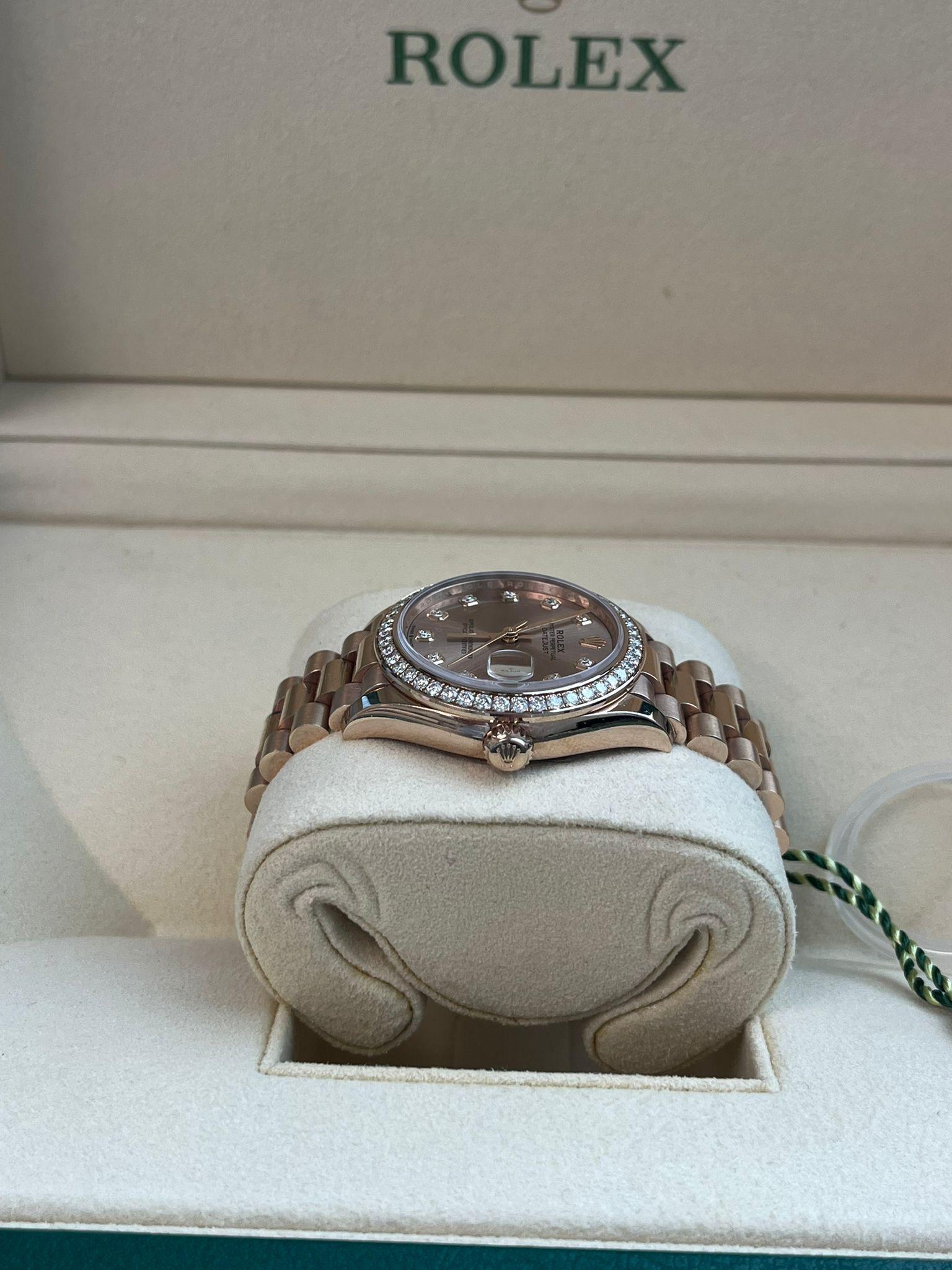 Rolex Datejust 31mm Everose Gold Diamond Dial Bezel President Bracelet 278285RBR For Sale 13