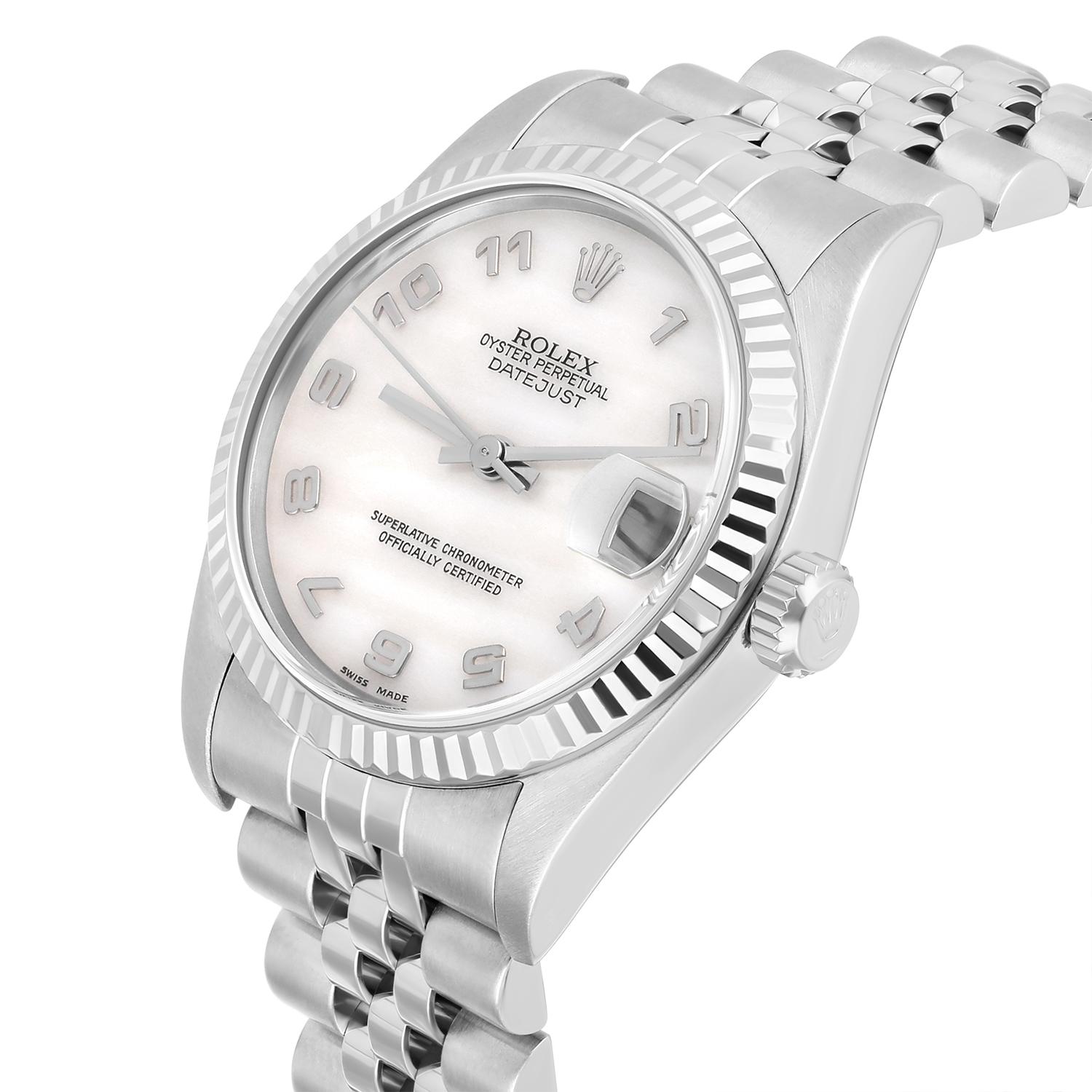 Rolex Datejust 31mm Factory White Mother of Pearl Dial 78274 Jubilee Band 1999 en vente 1