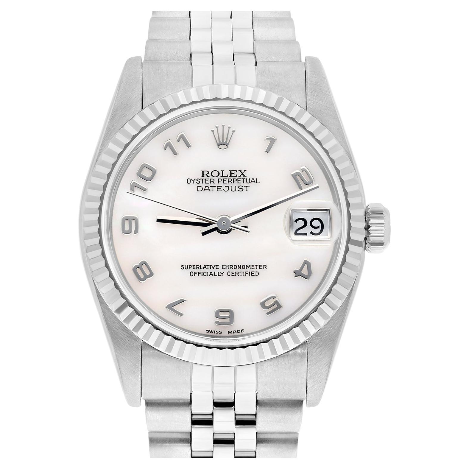 Rolex Datejust 31mm Factory White Mother of Pearl Dial 78274 Jubilee Band 1999 en vente