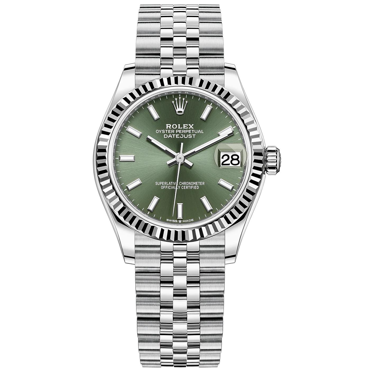 Rolex Datejust Green Dial Stainless Steel Oyster Jubilee Men's Watch 278274