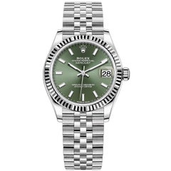 Used Rolex Datejust Green Dial Stainless Steel Oyster Jubilee Men's Watch 278274