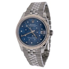 UNWORN Rolex Datejust 31mm Stahl geblümtes Azzurro Diamant-Zifferblatt REF 278274