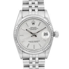 Rolex Datejust 31mm Midsize 18K White Gold Steel Silver Dial Watch 68274