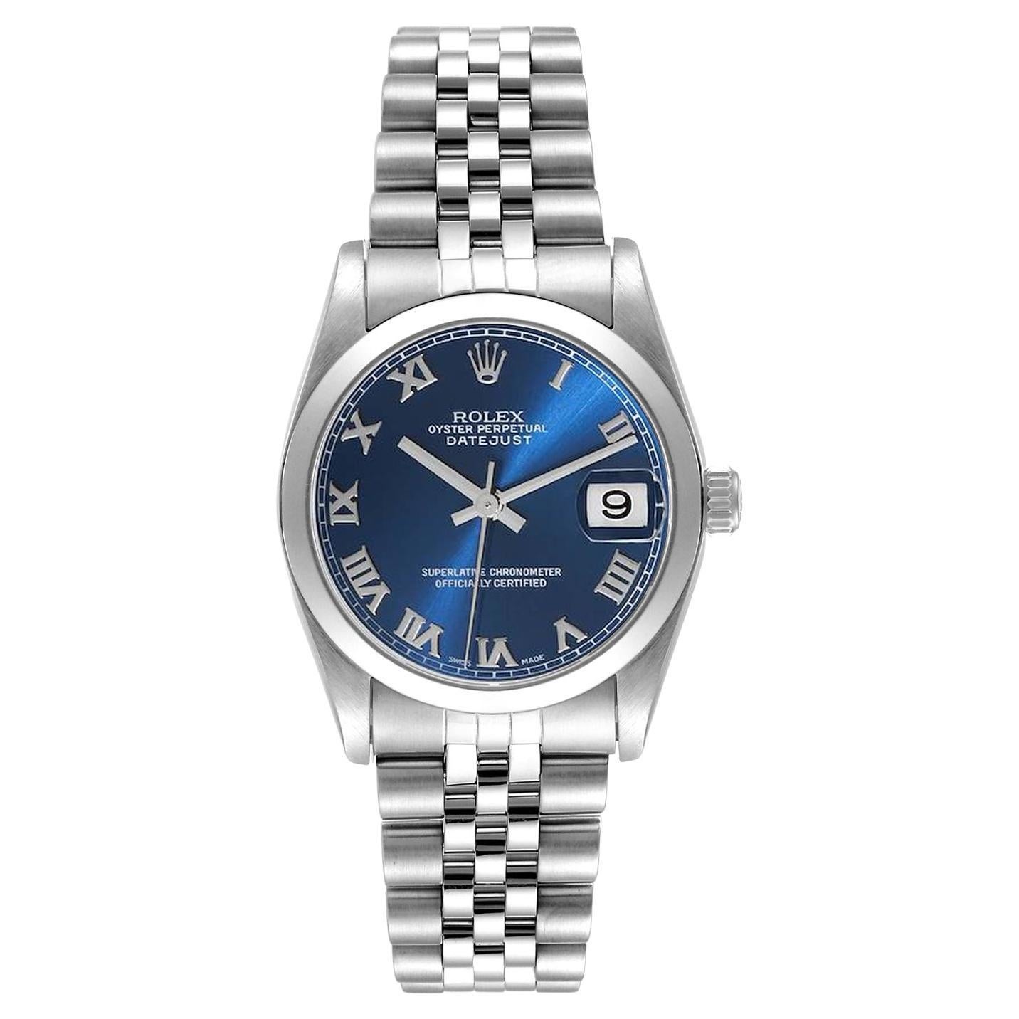 Reloj Rolex Datejust 31mm Midsize Esfera romana azul Acero Jubilee Reloj de señora 78240