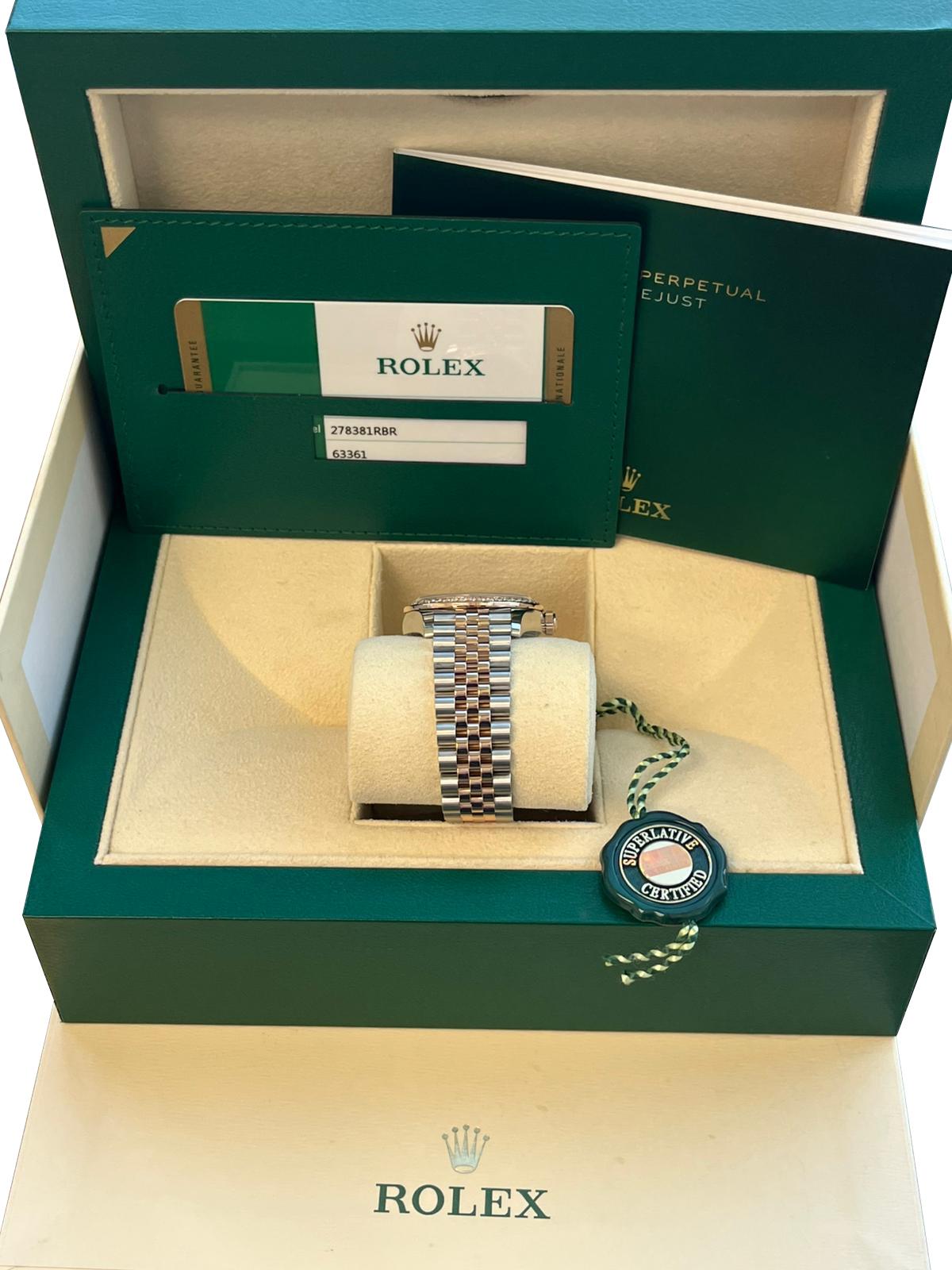 Rolex Datejust 31mm Midsize Steel Rose Gold Purple Diamond Jubliee Watch 278381 For Sale 6