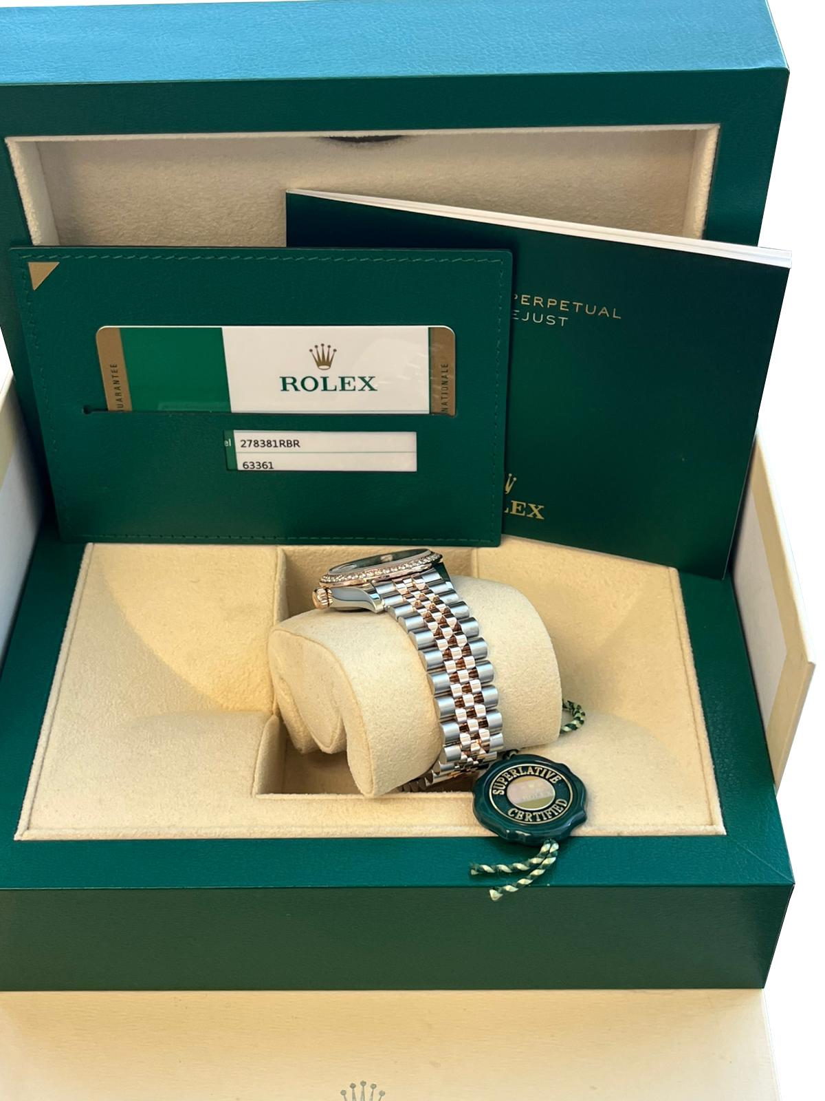 Rolex Datejust 31mm Midsize Steel Rose Gold Purple Diamond Jubliee Watch 278381 For Sale 8