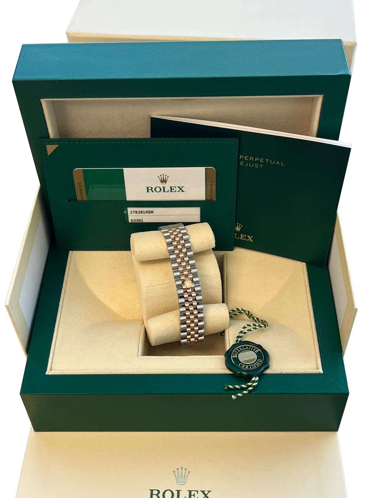 Rolex Datejust 31mm Midsize Steel Rose Gold Purple Diamond Jubliee Watch 278381 For Sale 9