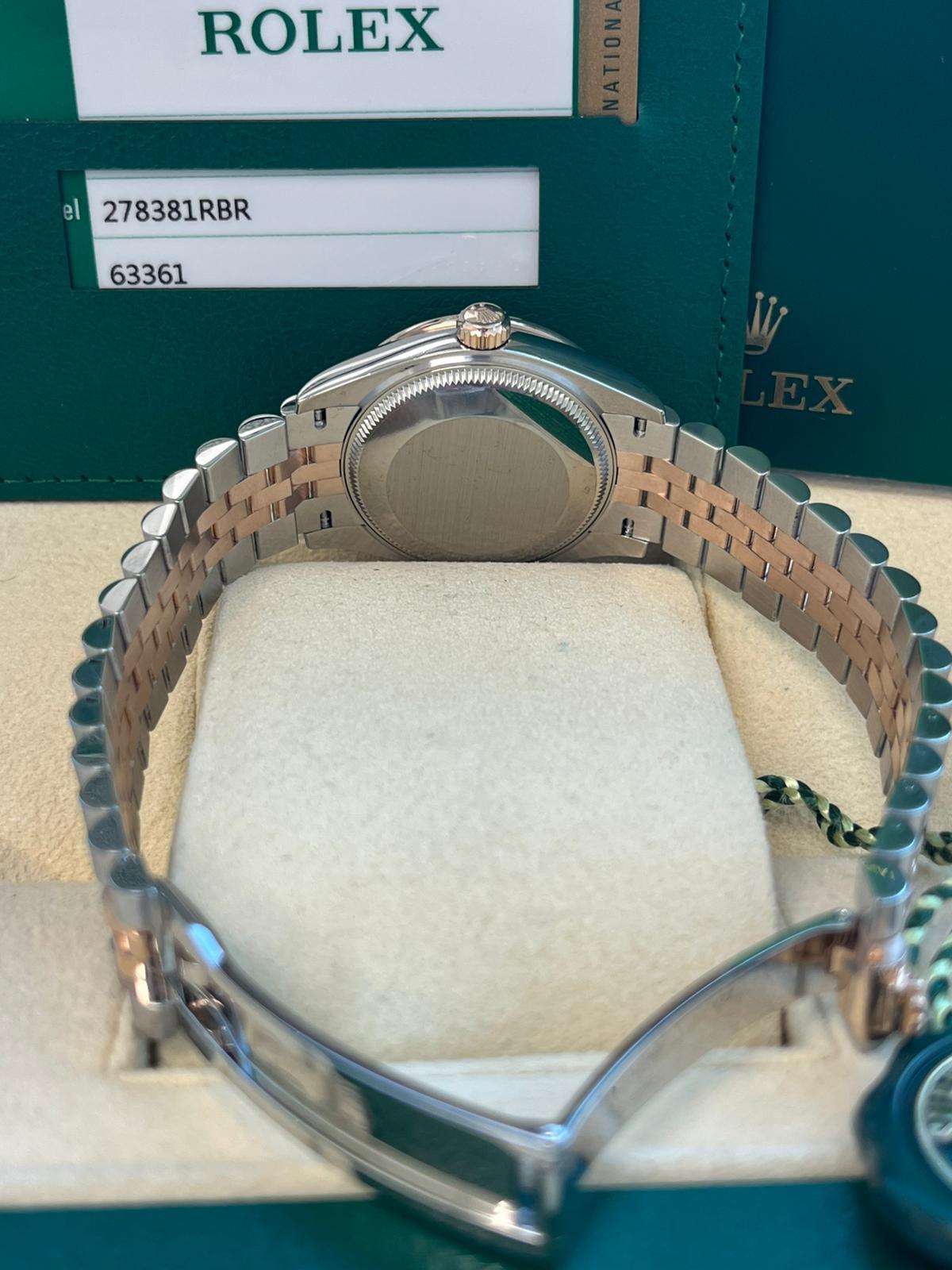 Rolex Datejust 31mm Midsize Steel Rose Gold Purple Diamond Jubliee Watch 278381 For Sale 11