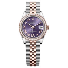 Rolex Datejust 31mm Midsize Steel Rose Gold Purple Diamond Jubliee Watch 278381