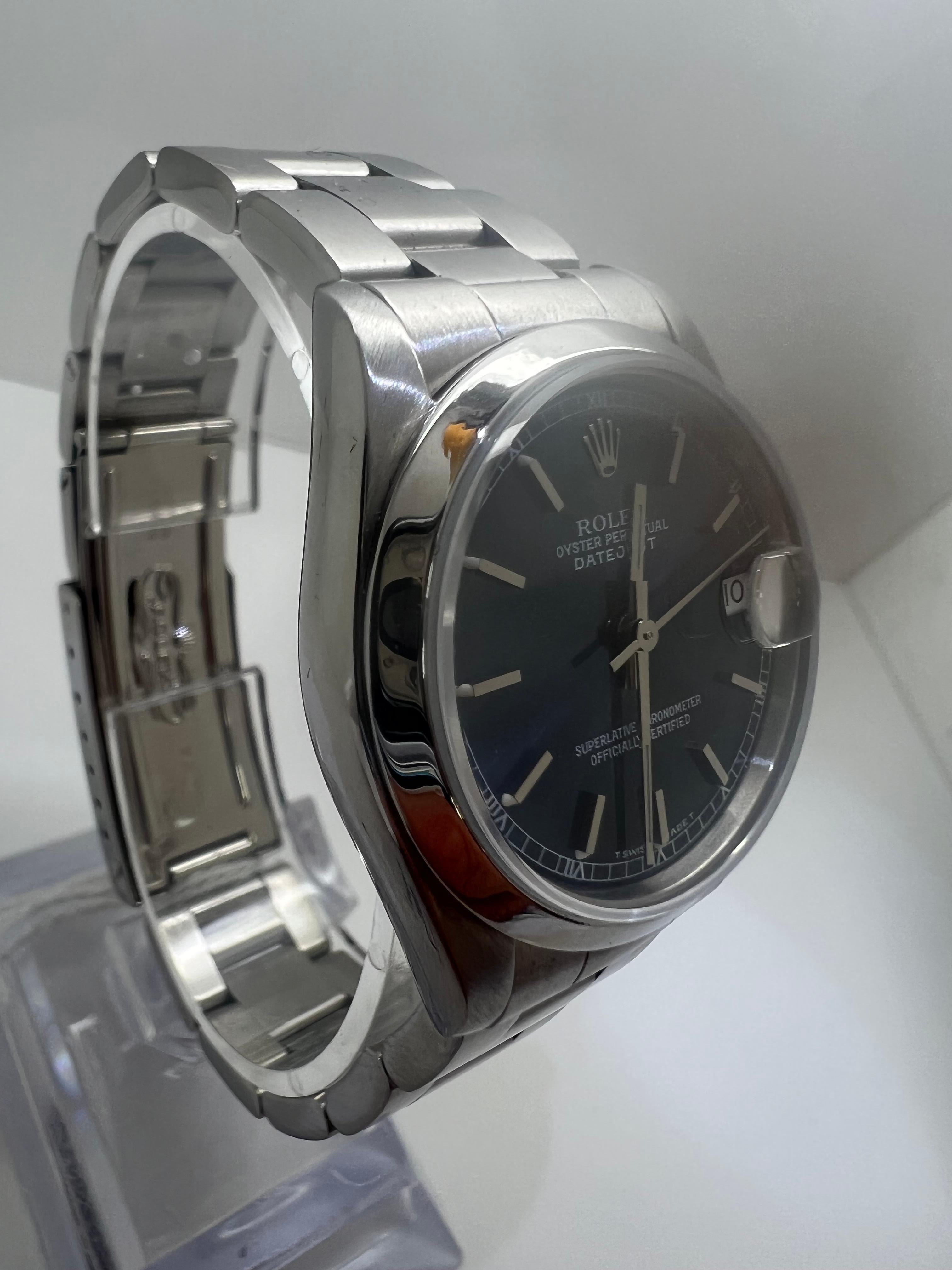 Rolex Datejust Oyster Blaues Zifferblatt Unisex-Uhr im Zustand „Hervorragend“ im Angebot in New York, NY