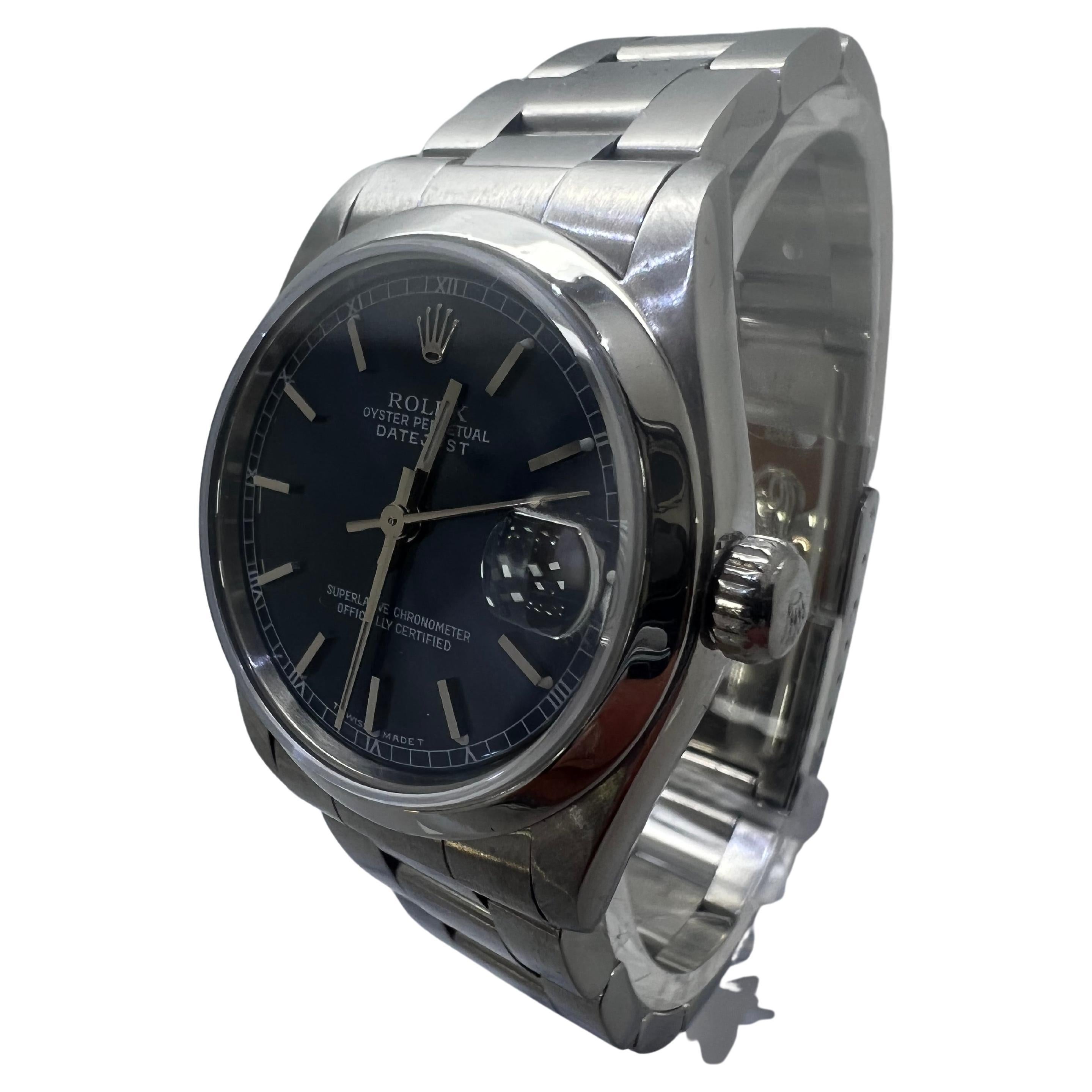 Rolex Datejust Oyster Blaues Zifferblatt Unisex-Uhr im Angebot