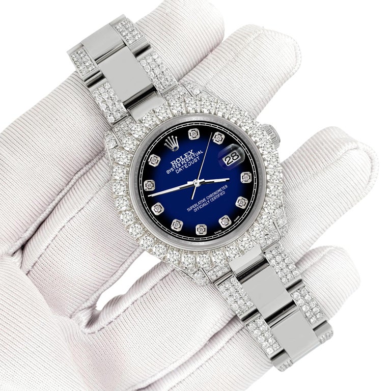 Rolex Montre de suivi Datejust 31 mm avec diamant bleu glacé pavé de 7,2  carats 178240 En vente sur 1stDibs