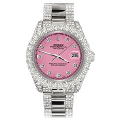 Rolex Datejust Pave 7.2ct Iced Diamond Hot Pink Track Orologio 178240