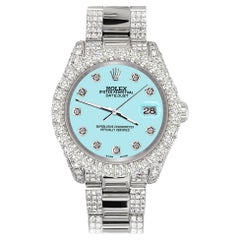 Rolex Datejust Pave 7.2ct Iced Diamond Eisblaue Oyster-Uhr 178240 mit Zifferblatt und Eisblauem Zifferblatt