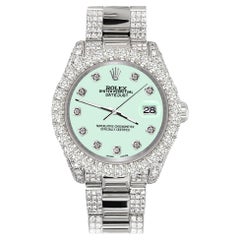 Rolex Datejust Pave 7.2ct Iced Diamond Light Malachite Orologio 178240