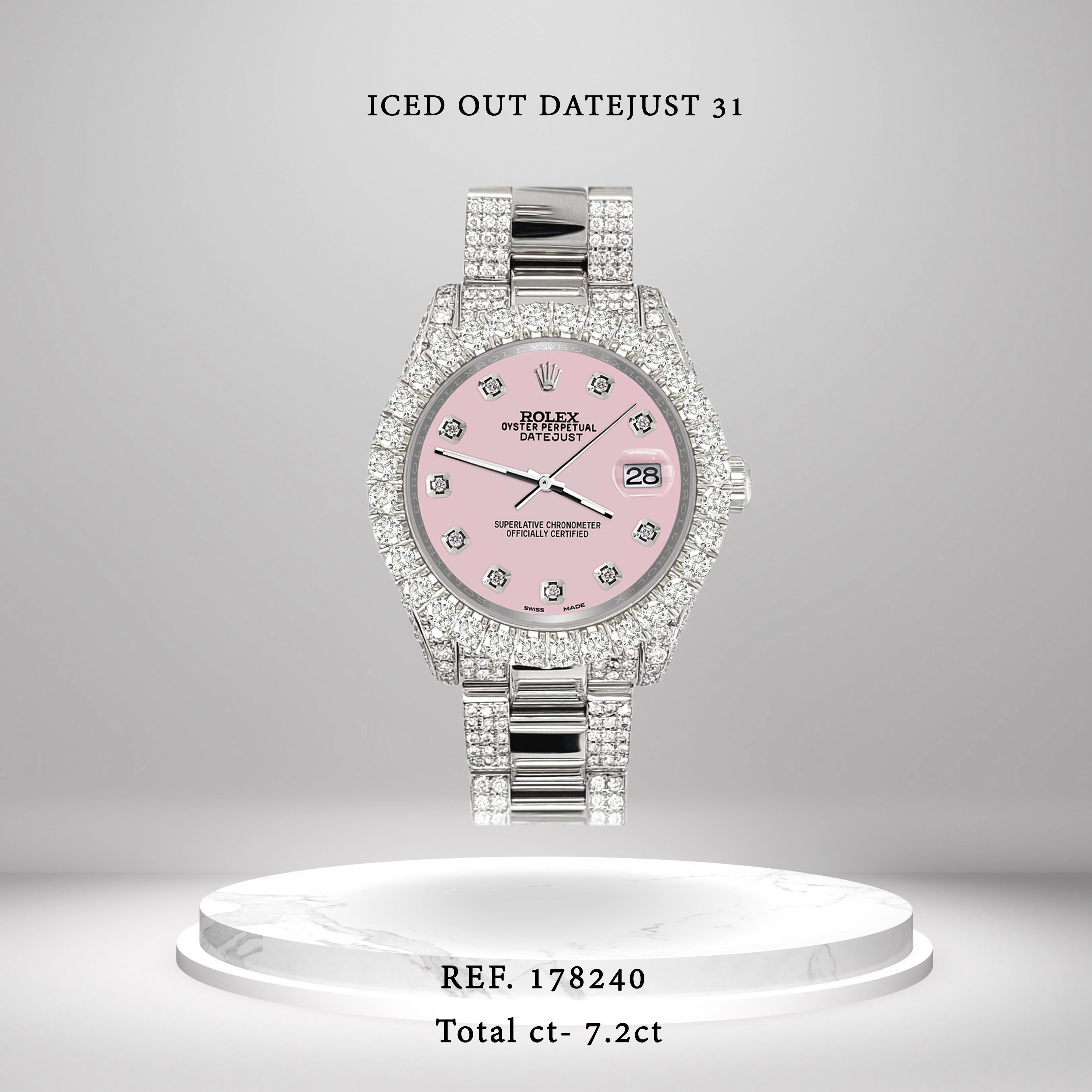 pink watch with diamonds